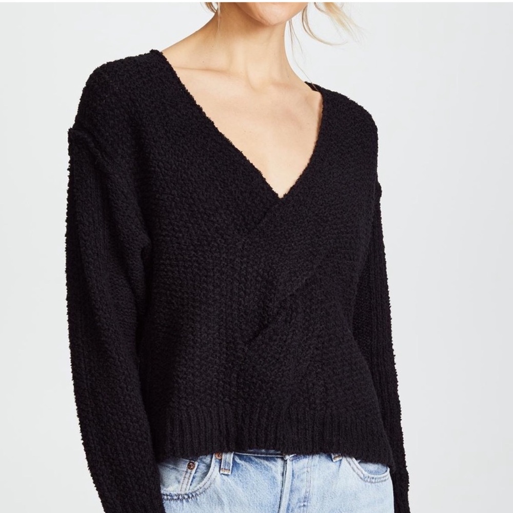 Free People Coco Twist Front Sweater in black size small 100% cotton